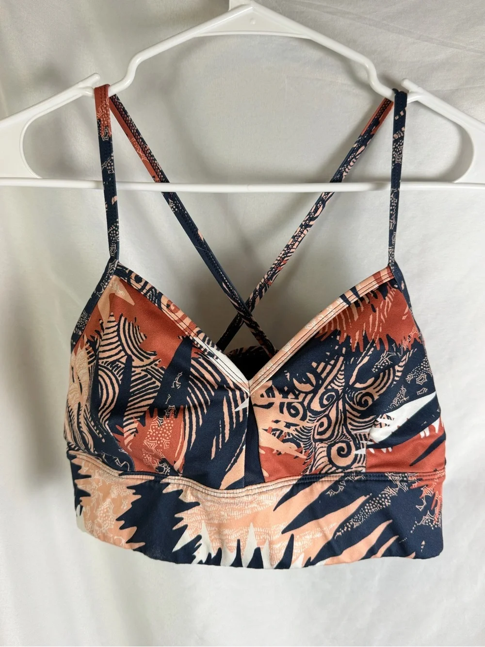 JoyLab Medium Abstract Print Strappy Longline Sports Bra Crop Top